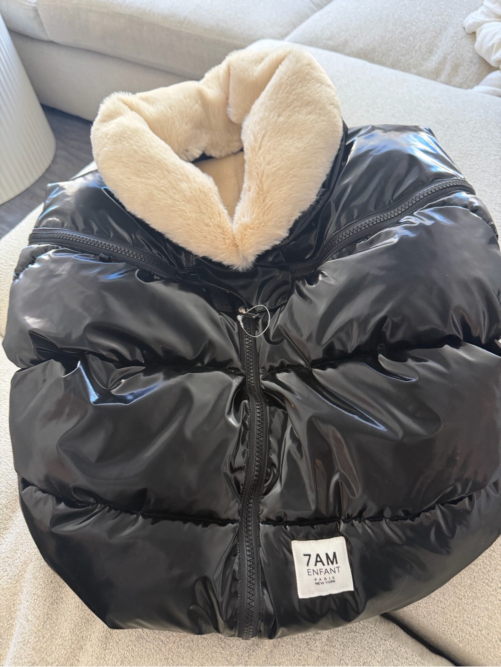 New 7am Enfant CAR SEAT COCOON - POLAR in Black One Size 0 - 12 months